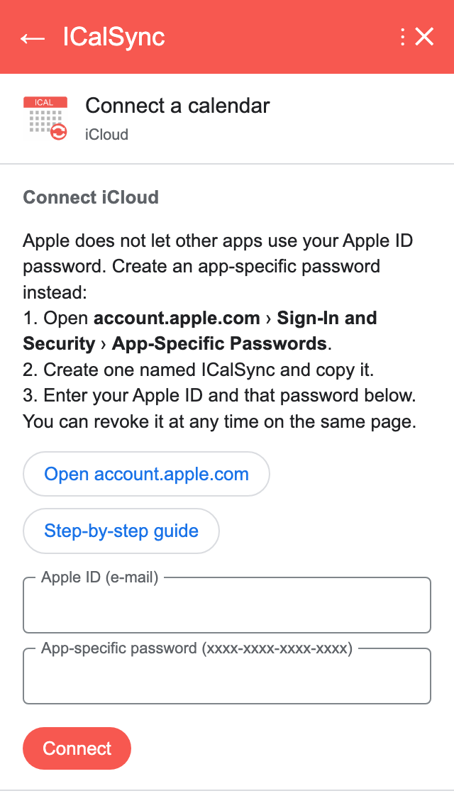 Connect iCloud