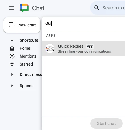 Step 1: Add QuickReplies to your Google Chat space 